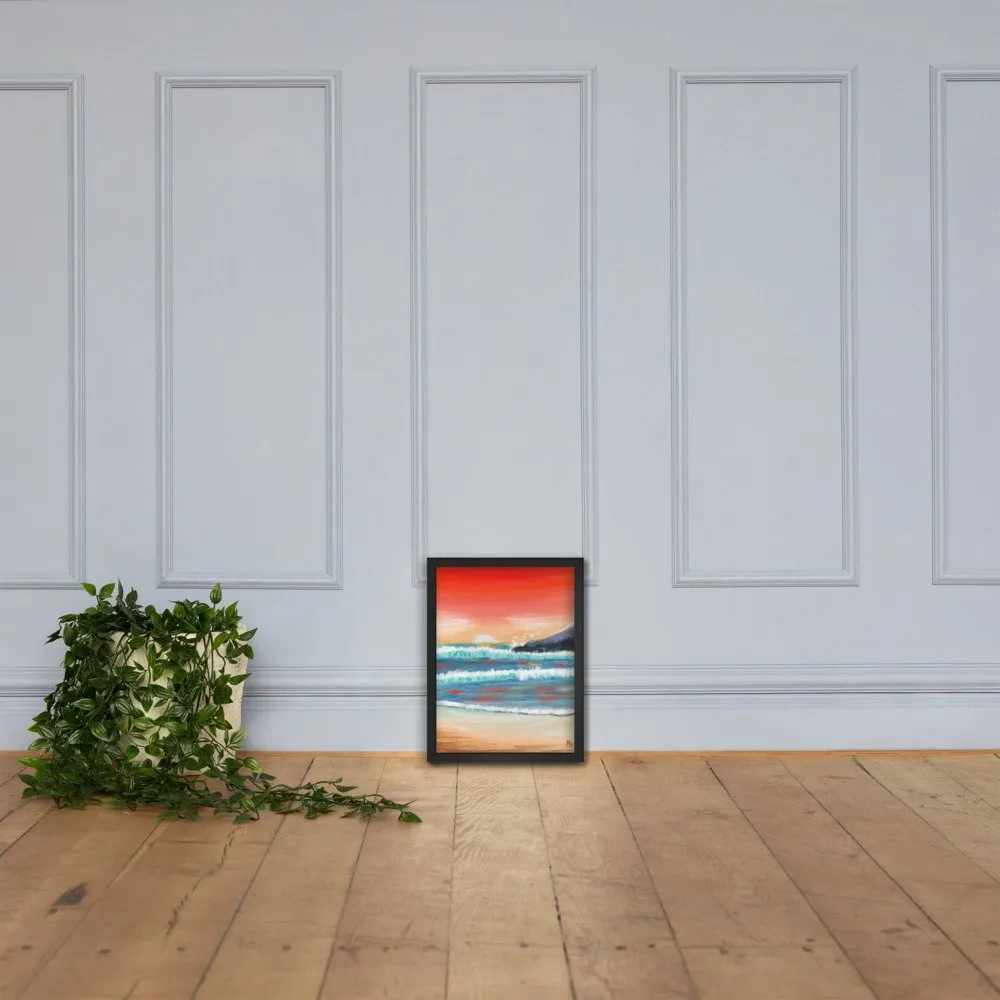 Red Sunsets Ocean Abstract Framed poster - Image 5