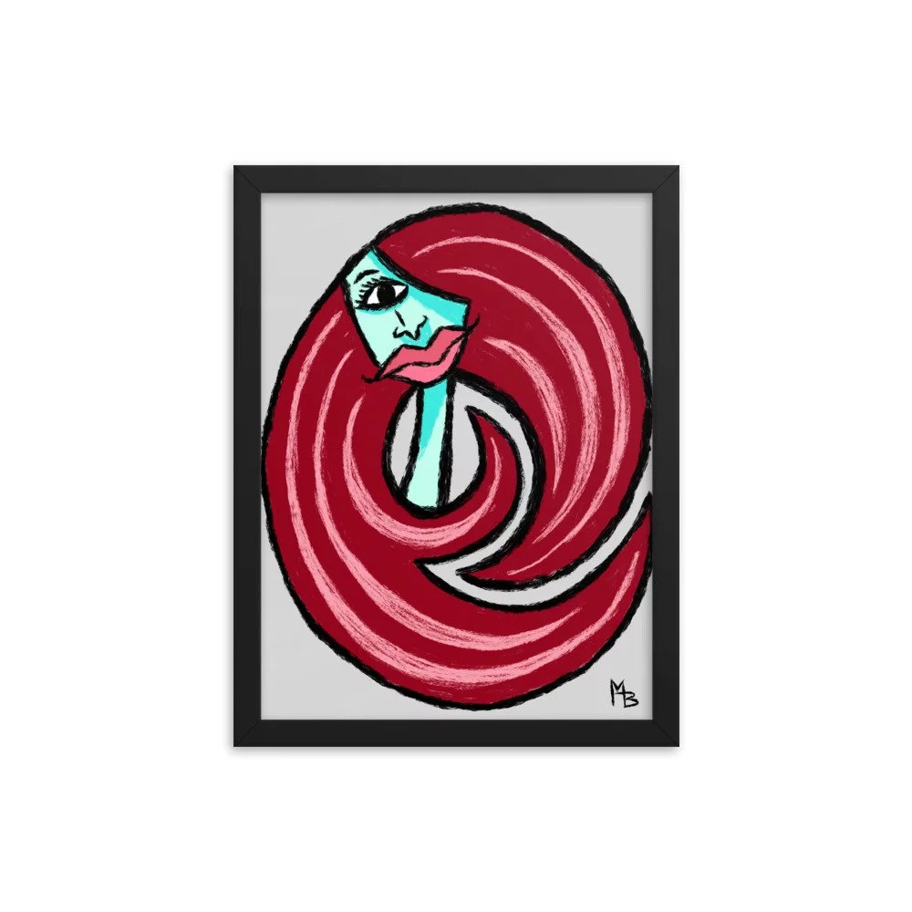 Red Curls Abstract Girl Framed poster - Image 3