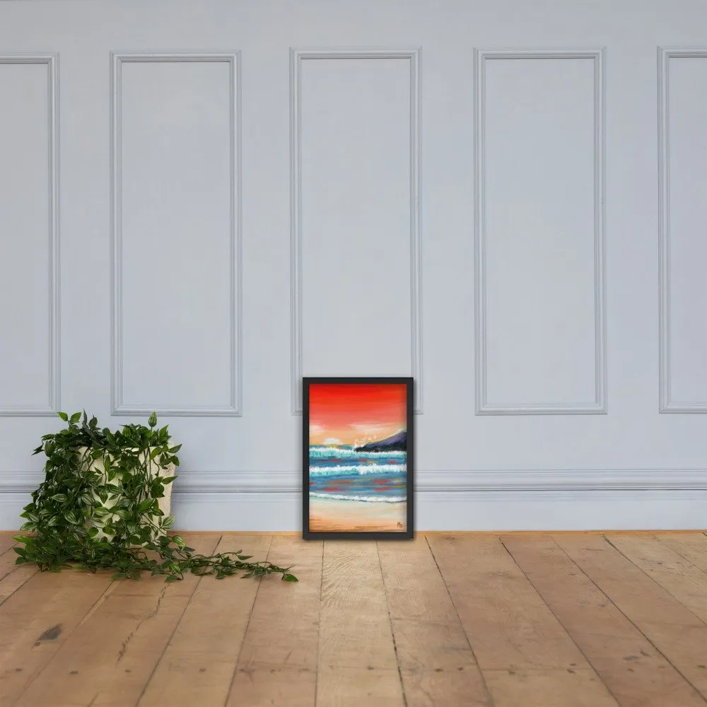 Red Sunsets Ocean Abstract Framed poster - Image 7