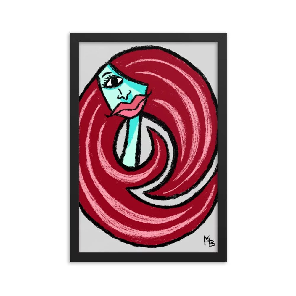Red Curls Abstract Girl Framed poster - Image 4