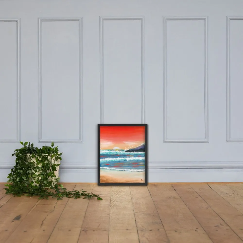 Red Sunsets Ocean Abstract Framed poster - Image 9