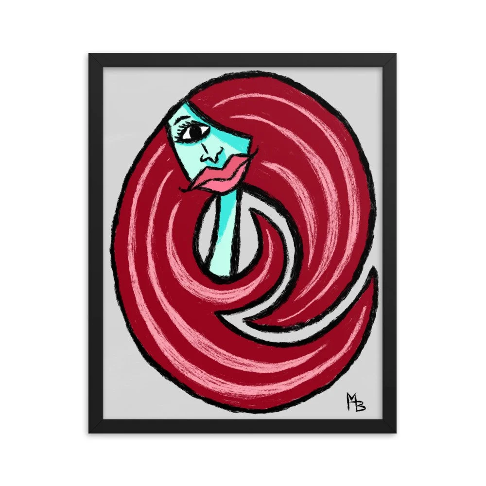 Red Curls Abstract Girl Framed poster - Image 5