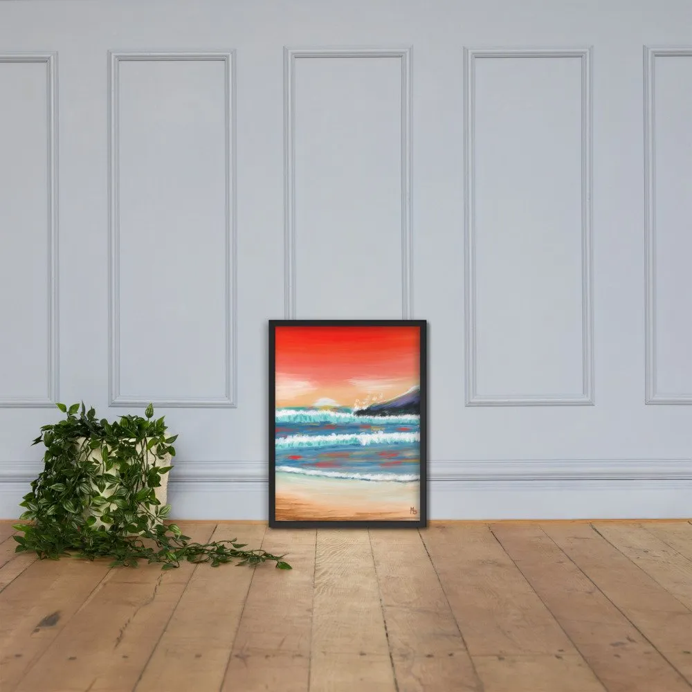 Red Sunsets Ocean Abstract Framed poster - Image 11