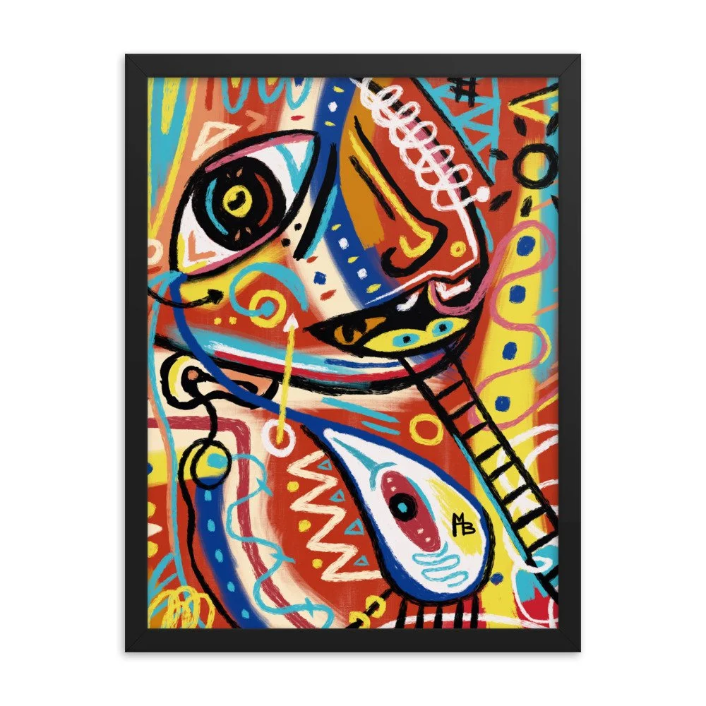 Colorful Ladders Abstract Framed poster
