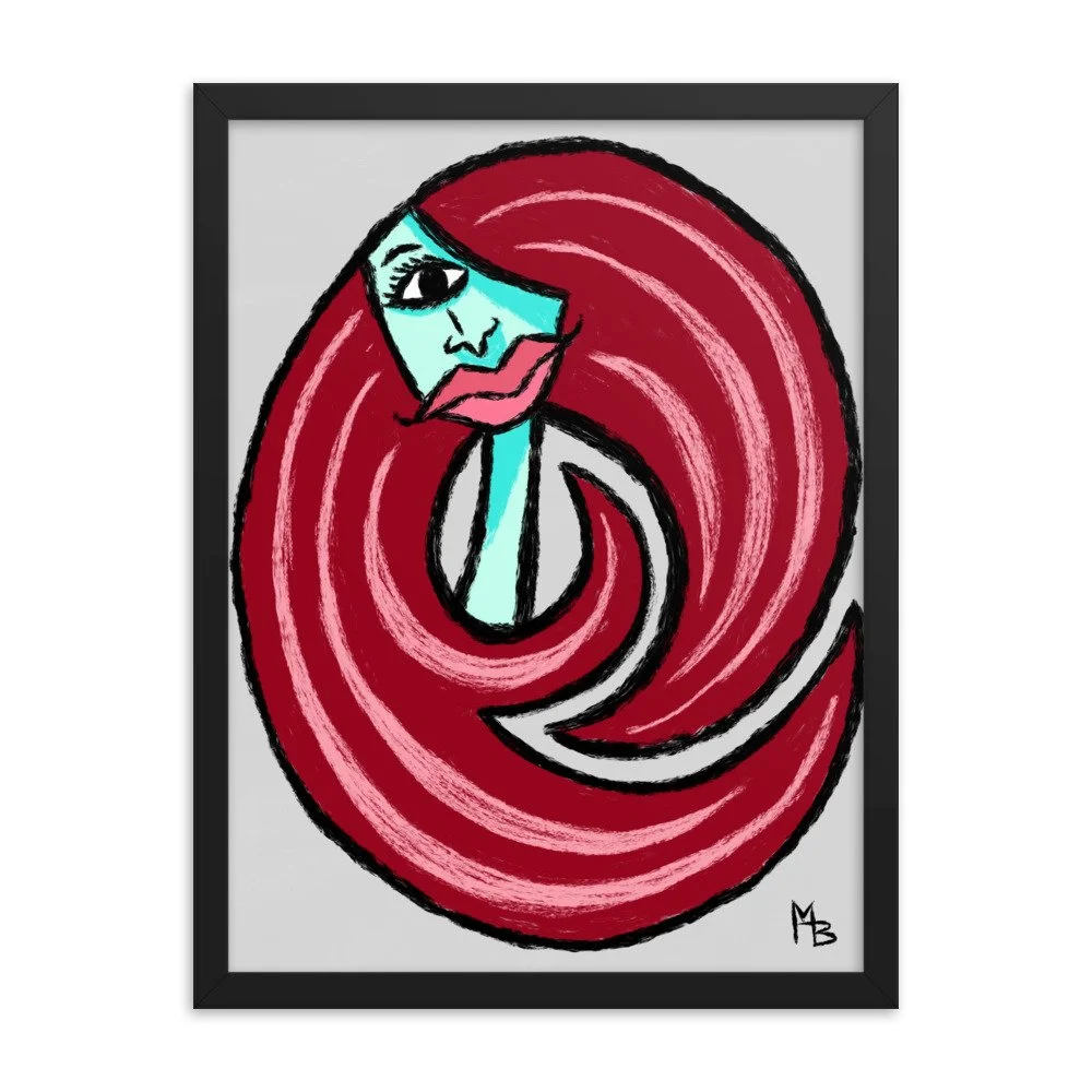 Red Curls Abstract Girl Framed poster - Image 6