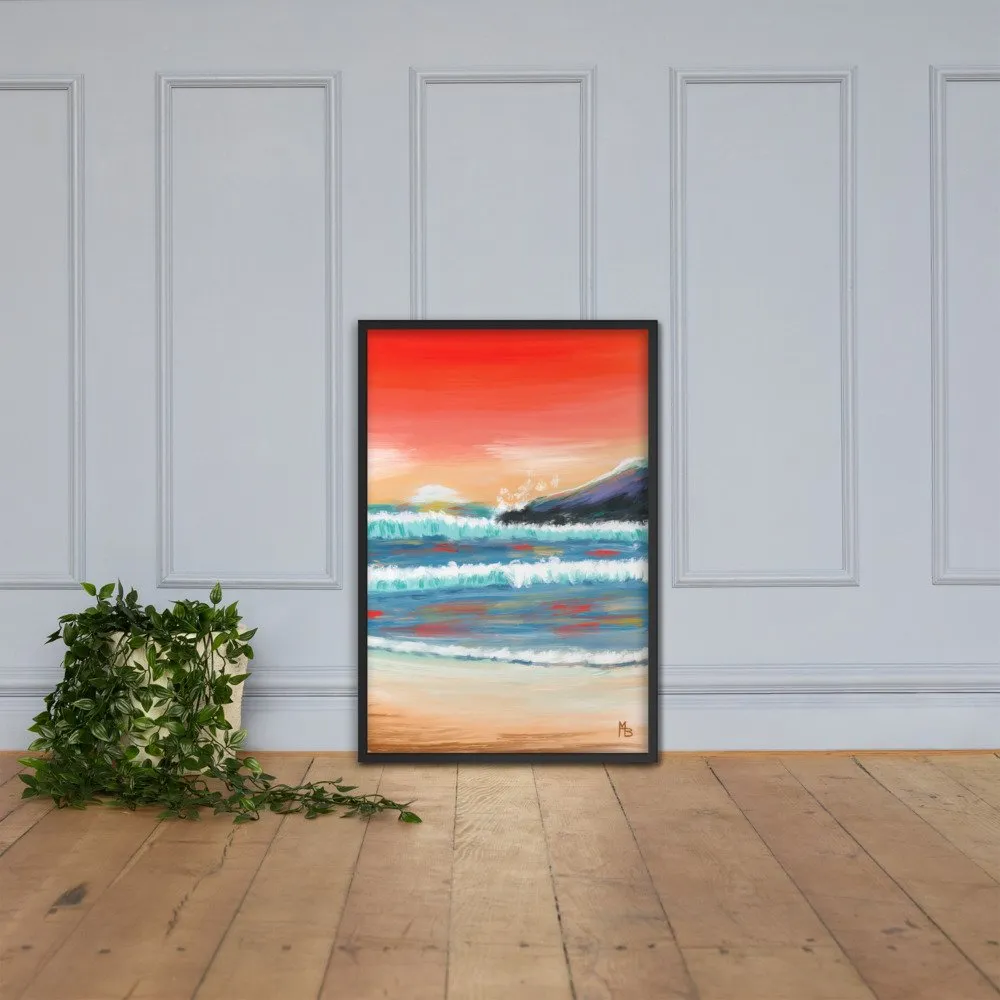 Red Sunsets Ocean Abstract Framed poster - Image 12