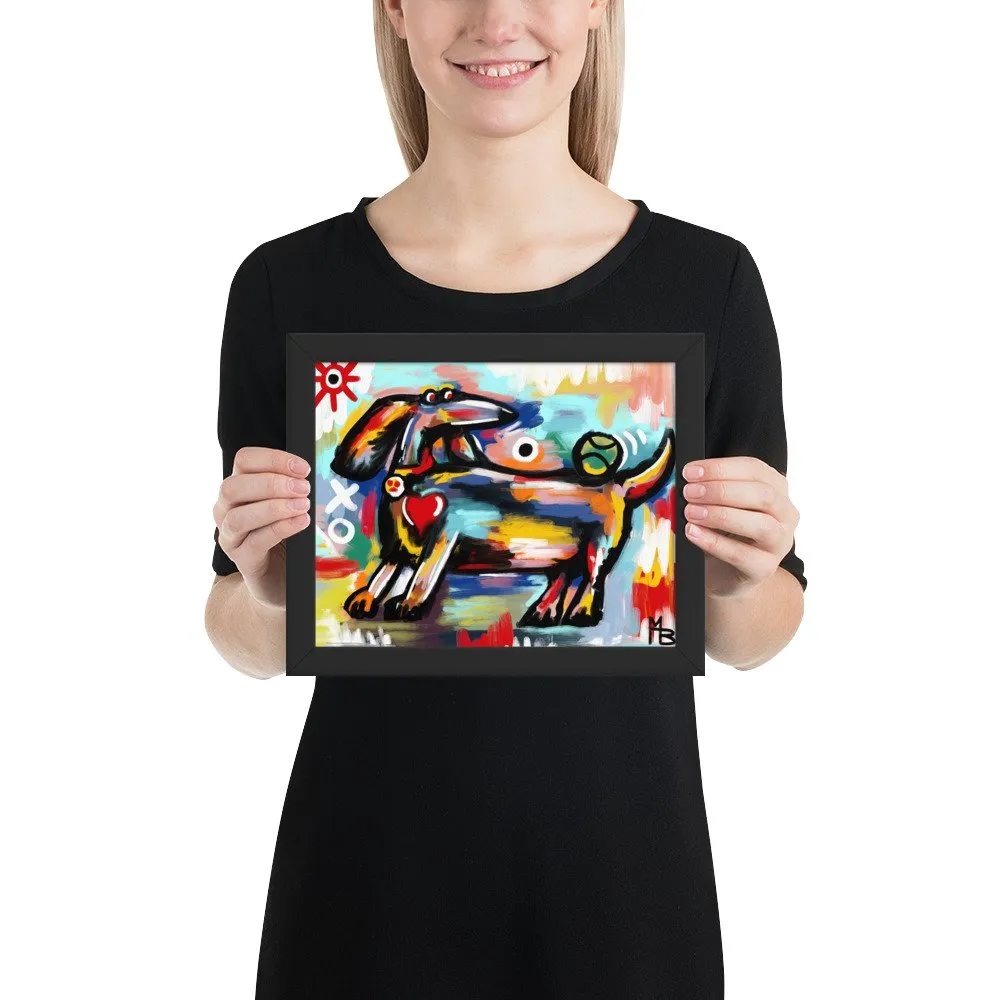 Dachshund with Tennis Ball Abstract Framed poster - Image 2
