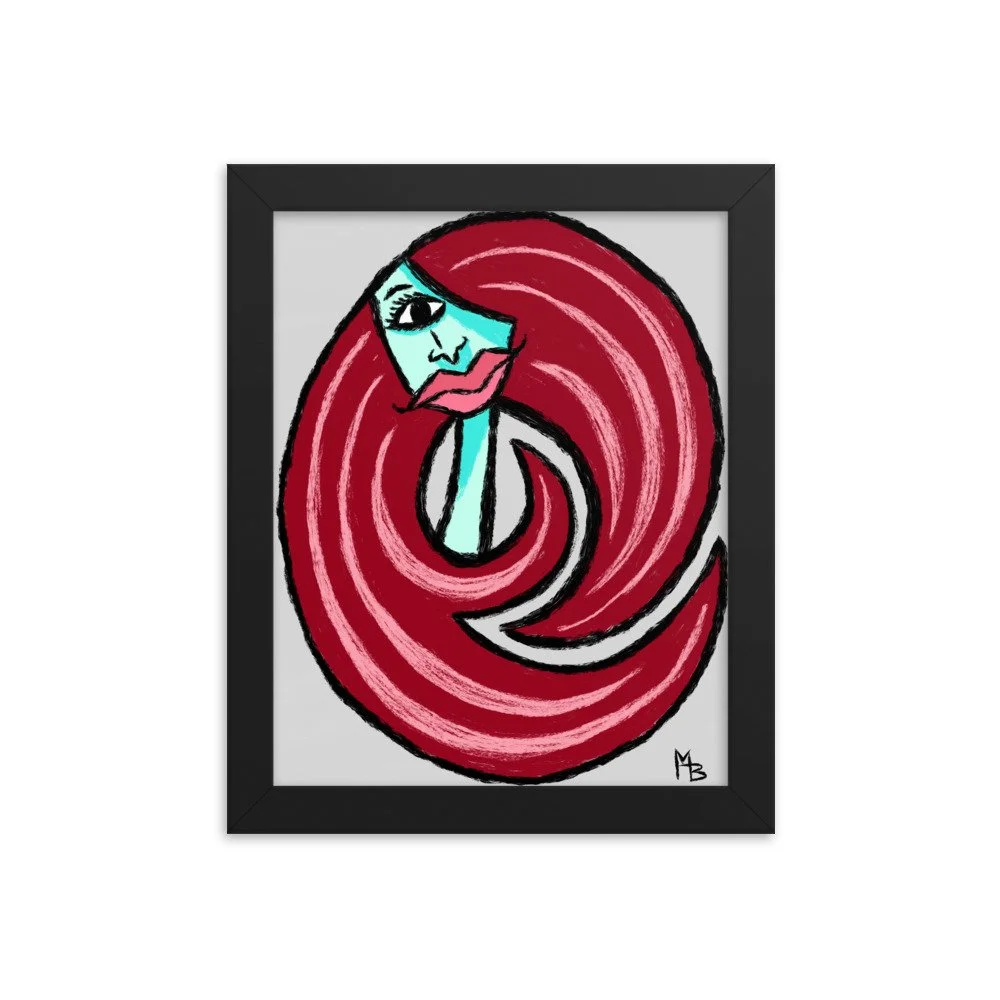 Red Curls Abstract Girl Framed poster - Image 2