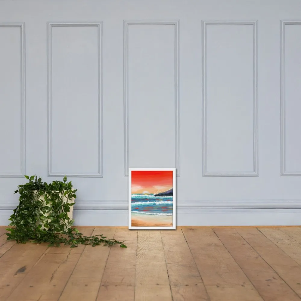 Red Sunsets Ocean Abstract Framed poster - Image 16