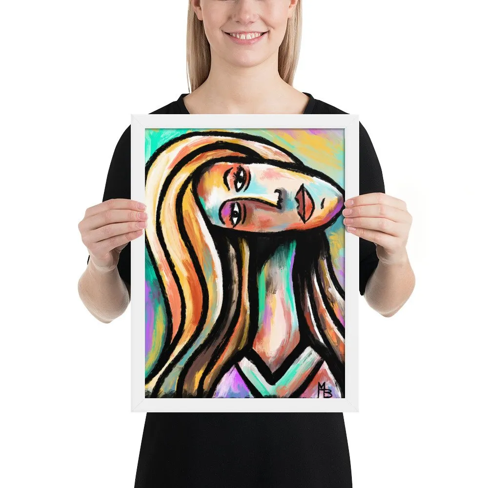 Perpendicular Stares Abstract Portrait Framed poster