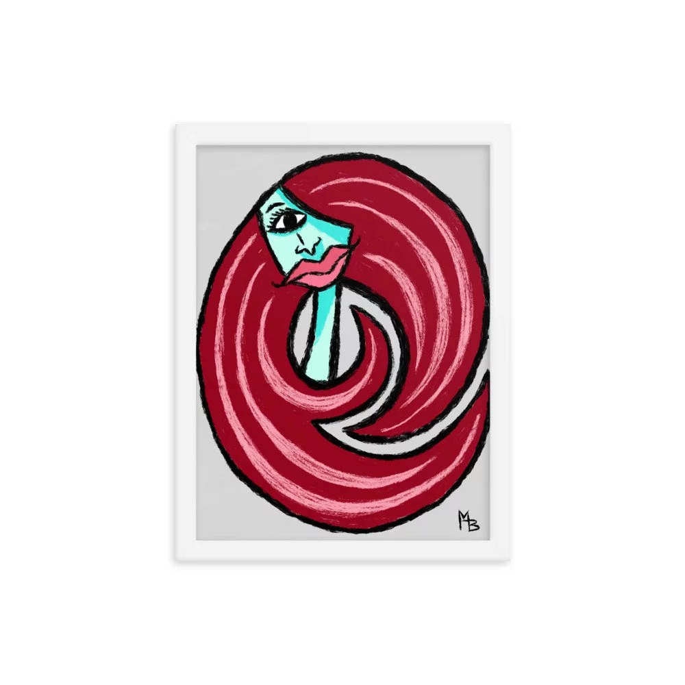 Red Curls Abstract Girl Framed poster - Image 8