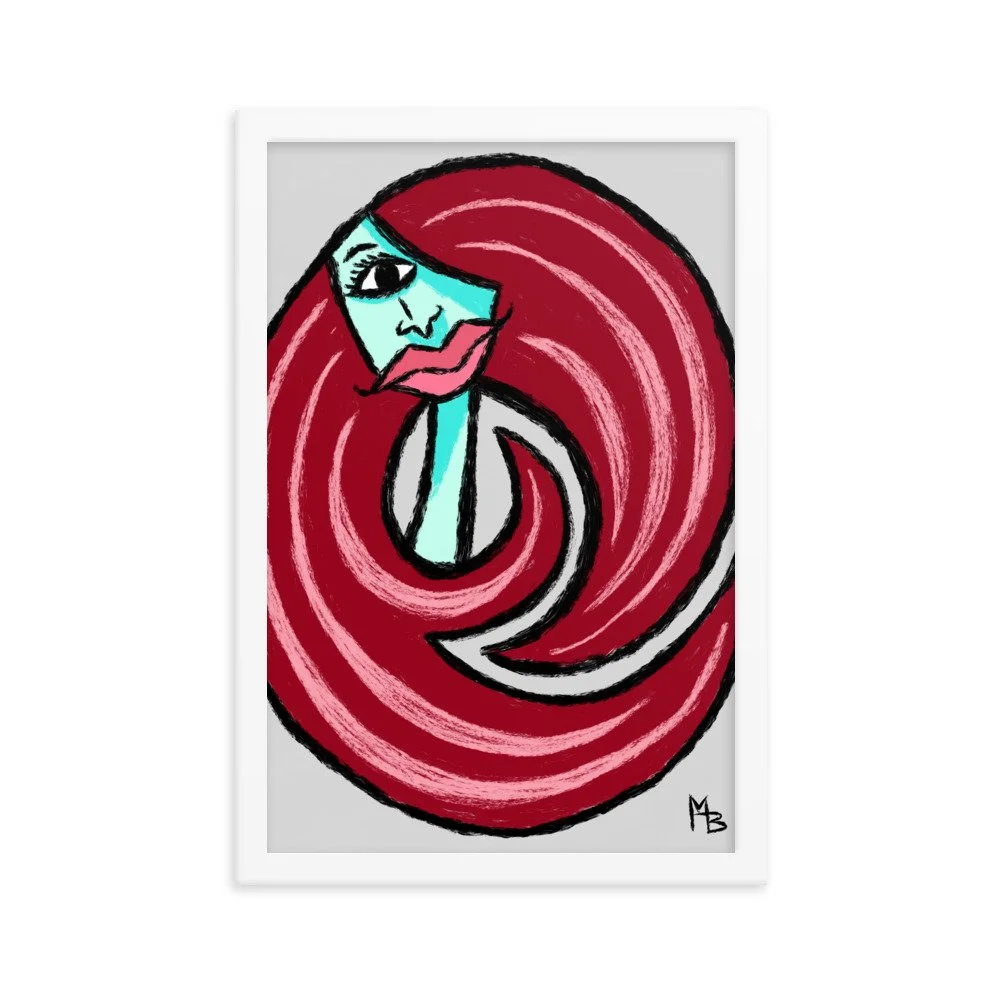 Red Curls Abstract Girl Framed poster - Image 9