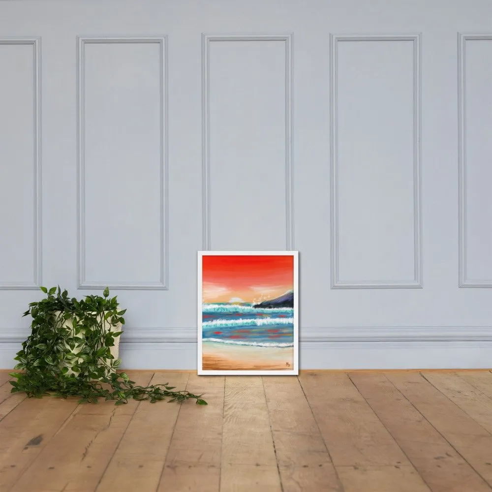 Red Sunsets Ocean Abstract Framed poster - Image 20