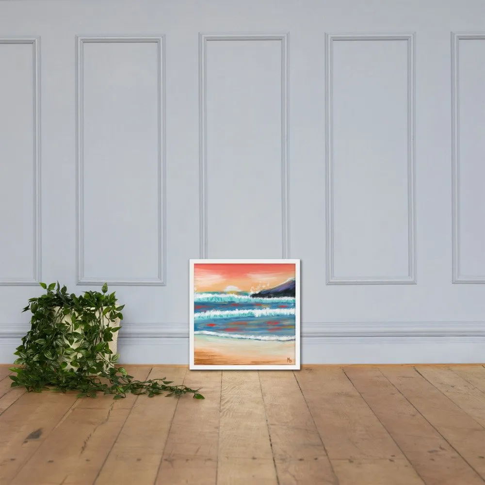 Red Sunsets Ocean Abstract Framed poster - Image 21