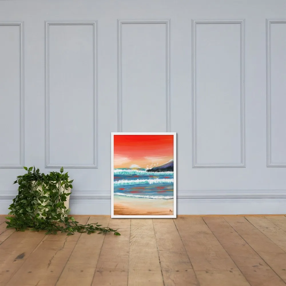 Red Sunsets Ocean Abstract Framed poster - Image 22