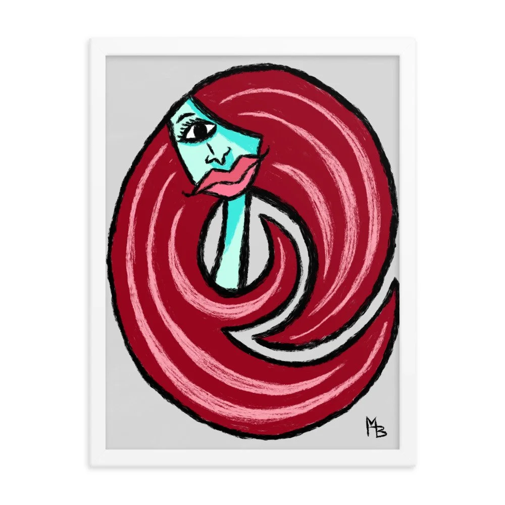 Red Curls Abstract Girl Framed poster - Image 10