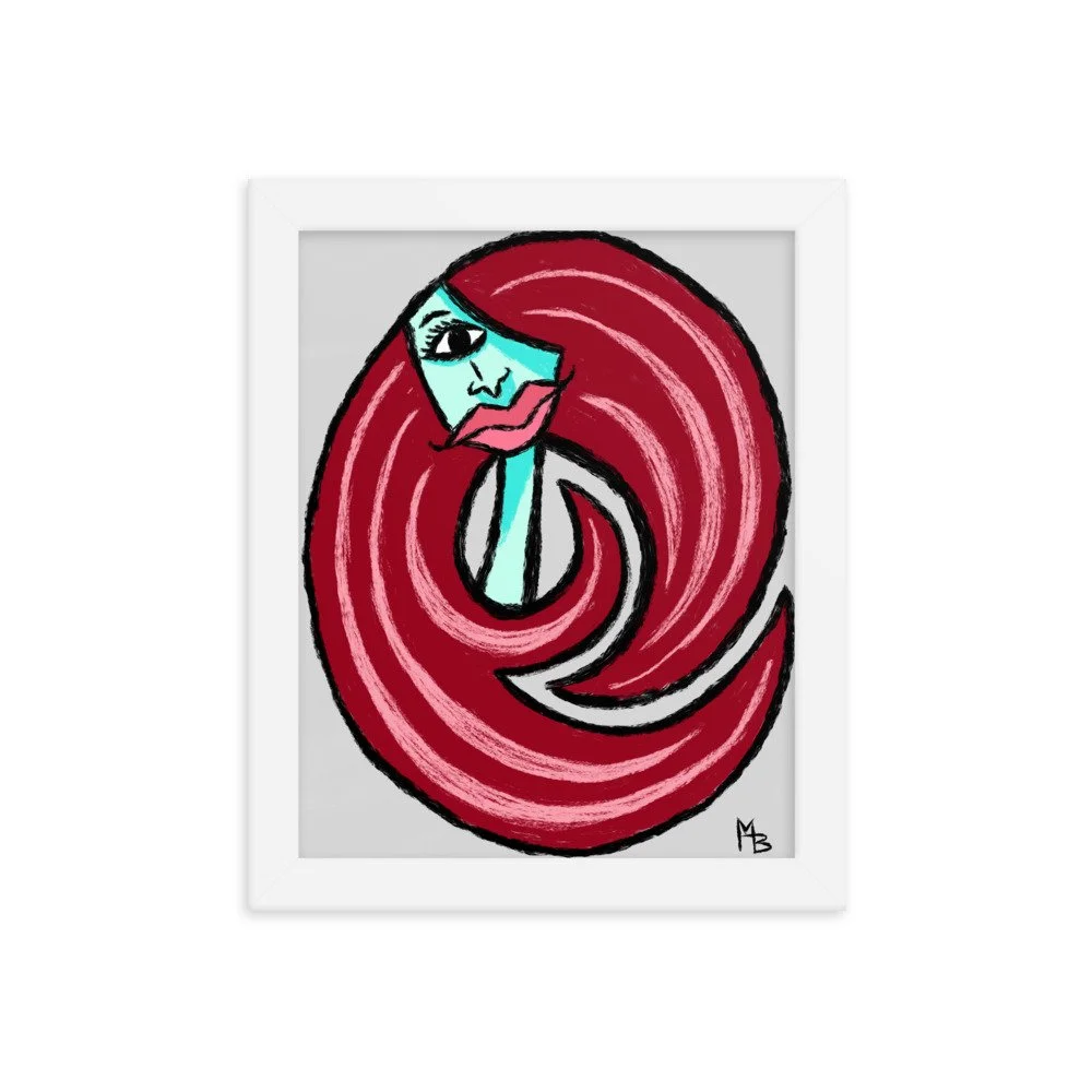 Red Curls Abstract Girl Framed poster - Image 7