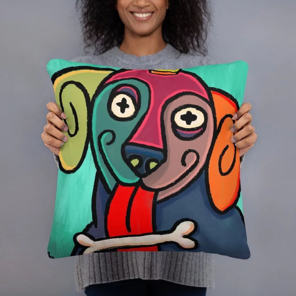 MB Art The Bone King Abstract Dog Art Pillow - Image 2