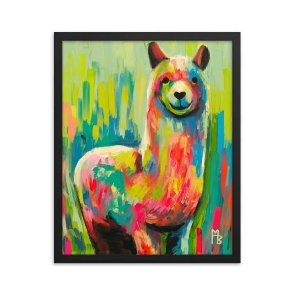 Colorful Llama Framed poster
