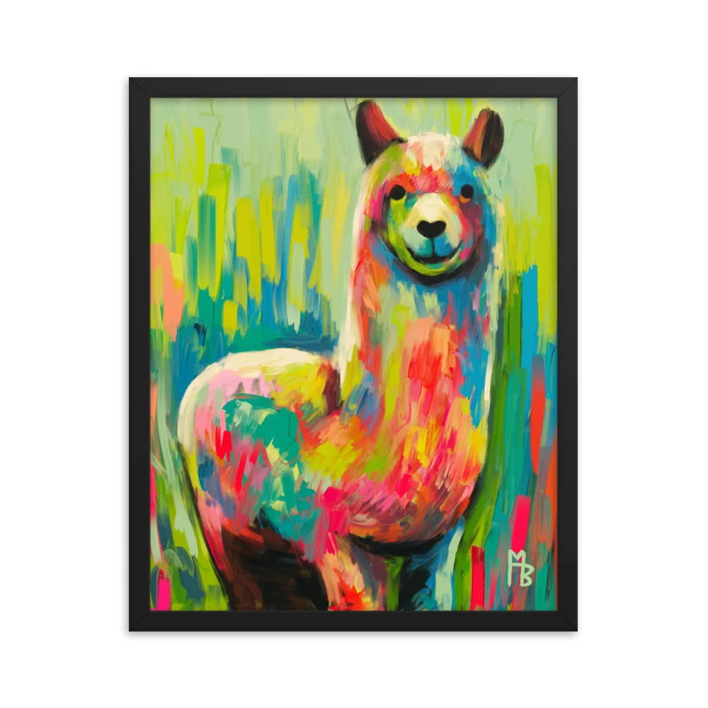 Colorful Llama Framed poster