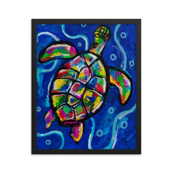 Rainbow Turtle Framed poster