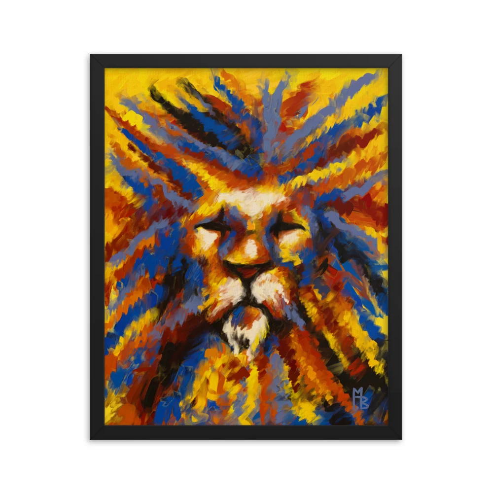 Yellow Lion Framed poster