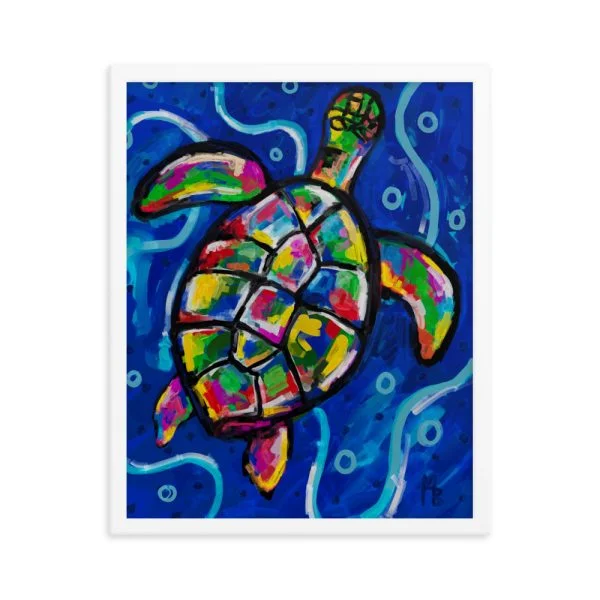 Rainbow Turtle Framed poster